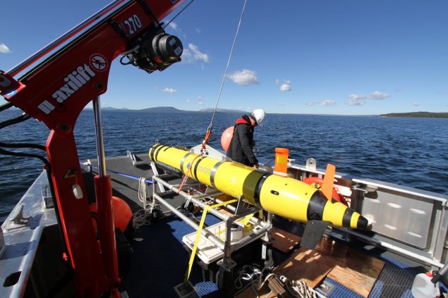 AUV operations from the Annie. Credit: Dave Lovalvo