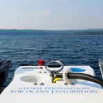 ROV Yogi looks out at Yellowstone Lake from the deck of R/V Annie just before a dive to the bottom of the Lake. Credit: Daniel R. Rogers, GFOE