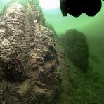 One of the many unique geological features at the bottom of Yellowstone Lake. It’s formation layers are clearly visible. Credit: GFOE