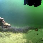 Hollow pipes, some several feet in height, were found rising up from the lake bottom. It is thought that these are the old plumbing systems of now dormant geysers. Credit: GFOE